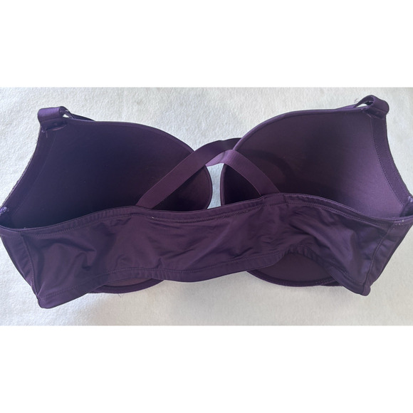 Cacique Purple Lace Balconette Bra 46DDD Full Coverage Underwire - Picture 2 of 7